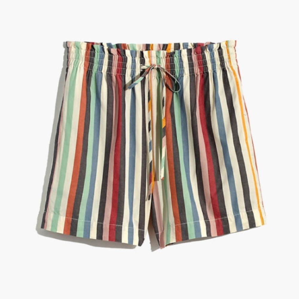 Madewell Smocked Pull-On Shorts in Rainbow Stripe